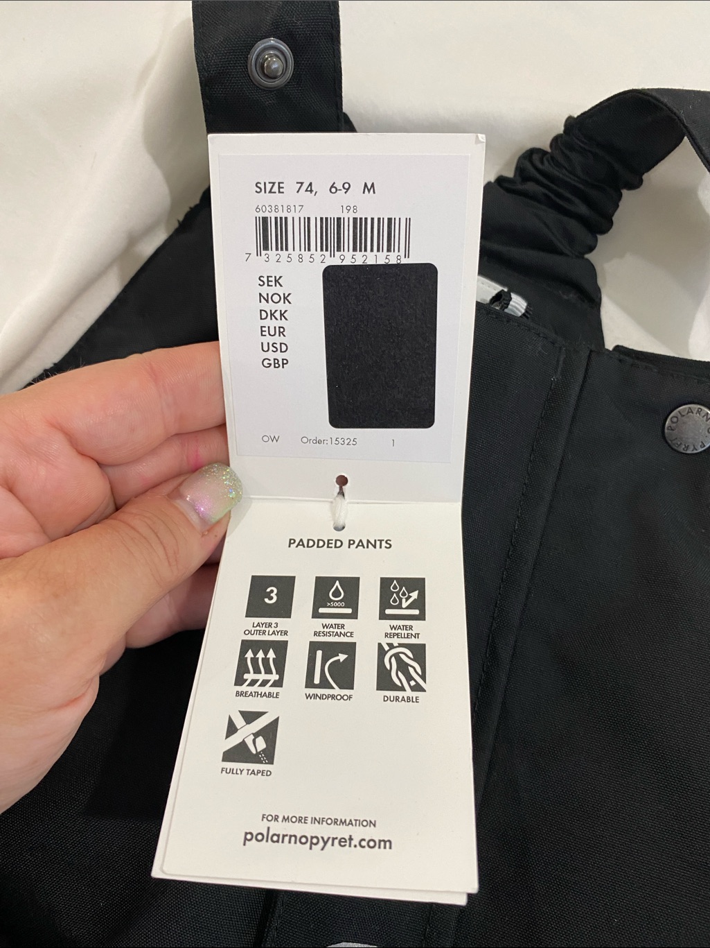 Polarn O. Pyret Black Waterproof Infant Snow Bib — image 4 of 5